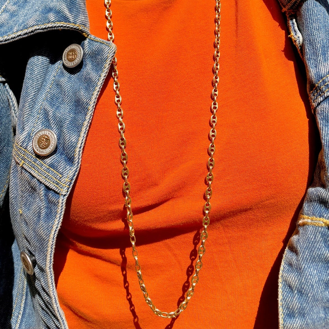 Vintage yellow 14K solid mariner chain, 35.25 inch-gallery-52832185483579