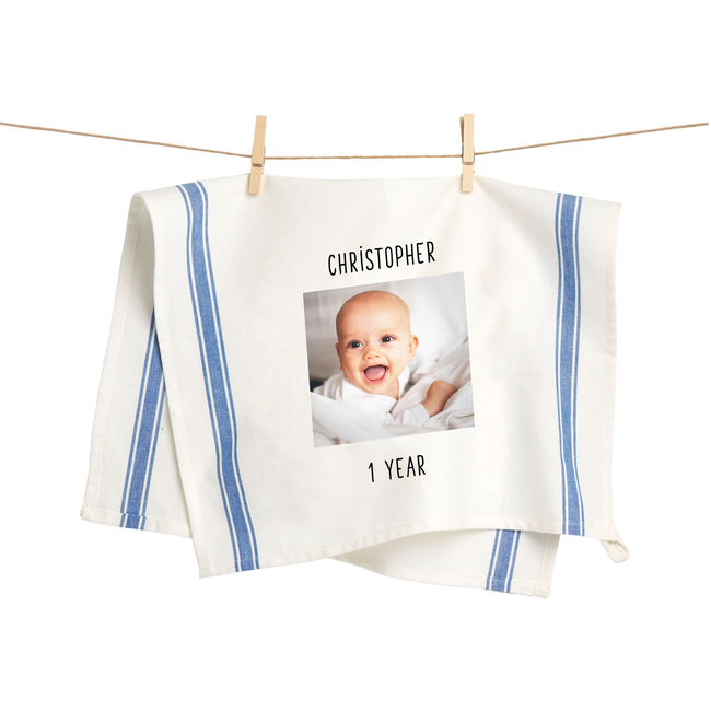 Custom Photo Vintage Blue Stripe Towel-gallery-38233197773023