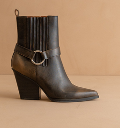 The Carson | Brown Distressed Leather Moto Bootie