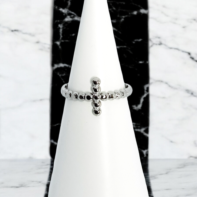 Beaded Cross Ring-gallery-42490790215930