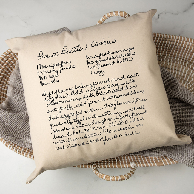 Natural Canvas Custom Family Recipe Decorative Pillow-gallery-43701885370591