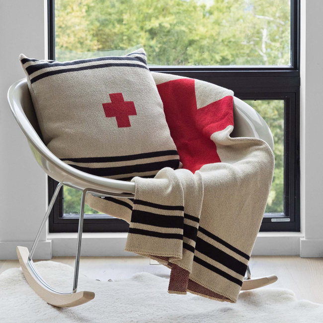 Swiss Cross with Stripes Throw Blanket-gallery-46682951647523