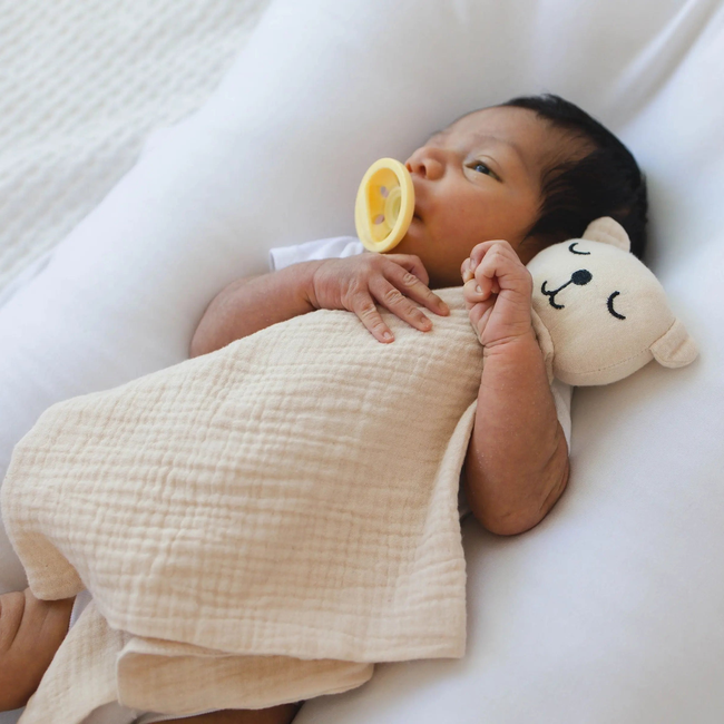 100% Muslin Cotton Comfort Blanket (Lovey) – Oat, Cream & Mint-gallery-47380147798249