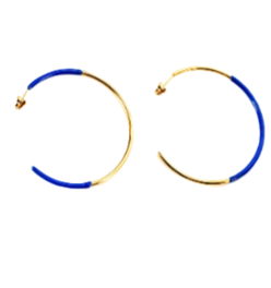 Regal Royal Blue in Gold Hoop Earrings