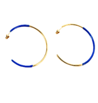 Regal Royal Blue in Gold Hoop Earrings