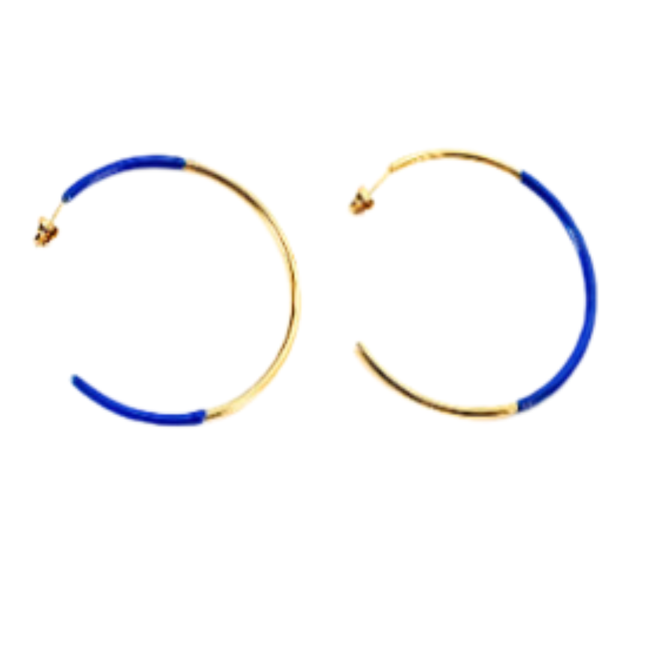 Regal Royal Blue in Gold Hoop Earrings-gallery-42474175922426