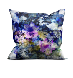 Floral Shimmer Velvet Pillow - Bryony Storm Noir