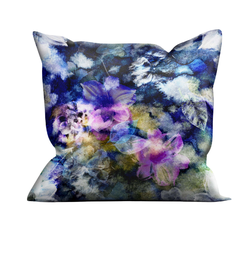 Floral Shimmer Velvet Pillow - Bryony Storm Noir
