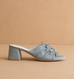 The Emerald | Blue Double Bow Peep Hole Sandal