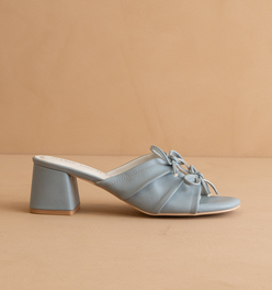 The Emerald | Blue Double Bow Peep Hole Sandal