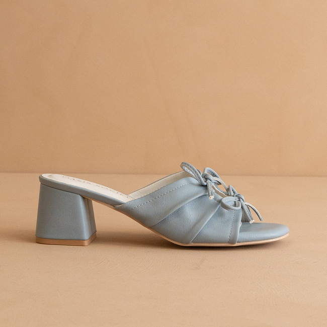 The Emerald | Blue Double Bow Peep Hole Sandal-gallery-37804228509873