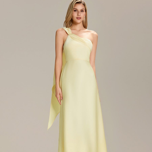 Satin One-Shoulder Midi Wedding Guest Dress-gallery-33683980419146