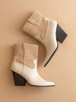 The Brooks | Beige Two Toned Western Bootie