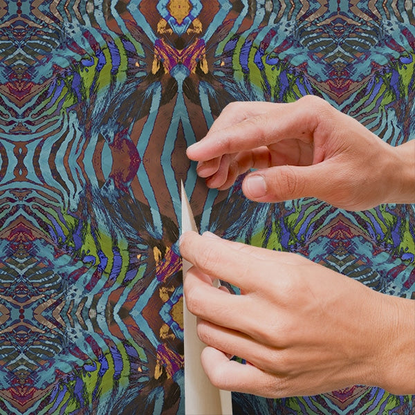 Peel and Stick Wallpaper - African Paint / Turquoise-gallery-30072713969777