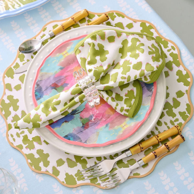 Chintz Green Scalloped Dinner Napkins-gallery-43980946997496