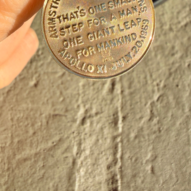 Vintage yellow 14K commemorative Moon Landing pendants with box from 1969-gallery-57141130985787