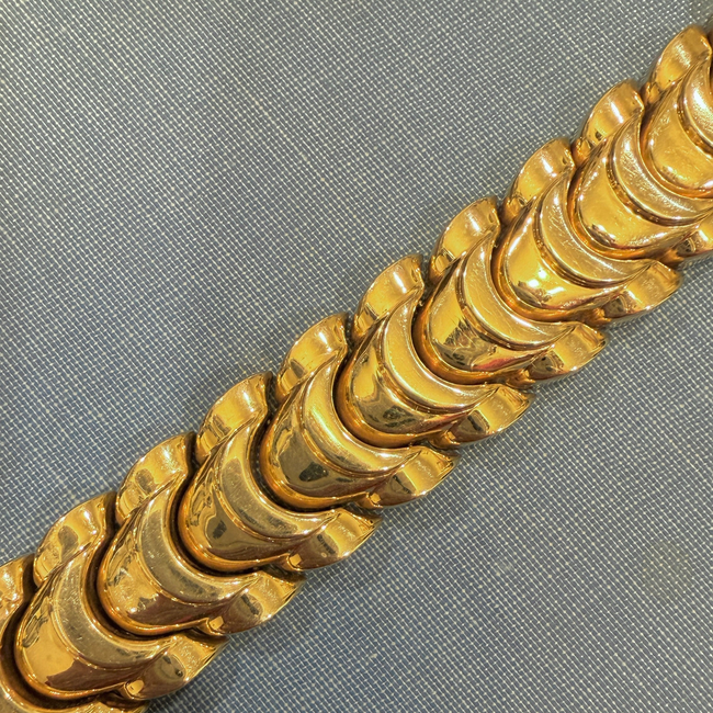 Vintage yellow 14K crescent moon-esque link bracelet, 6.5 inch fit-gallery-56719692038459