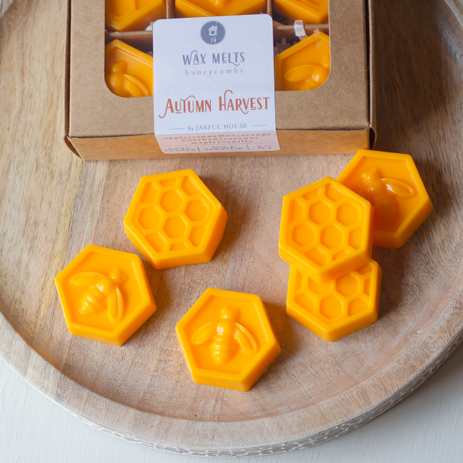 Autumn Harvest Wax Melts - Honeycomb Shaped Set of 6 | Apple, Orange, Cinnamon, Bourbon, Coconut, Bu-gallery-29437013721158