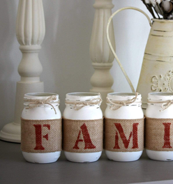 Rustic Home Table Decor | FAMILY Decorative Jars  - Two Sided