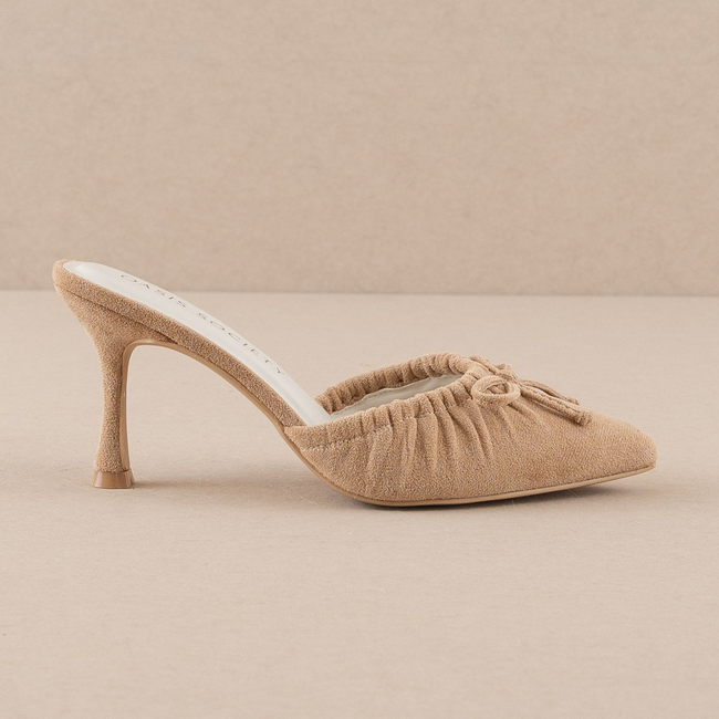 The Maven | Sand Pointed Kitten Heel with Bow-gallery-36397650444465