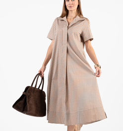 Weekender Caftan Dress - Gingham Tudor Brown