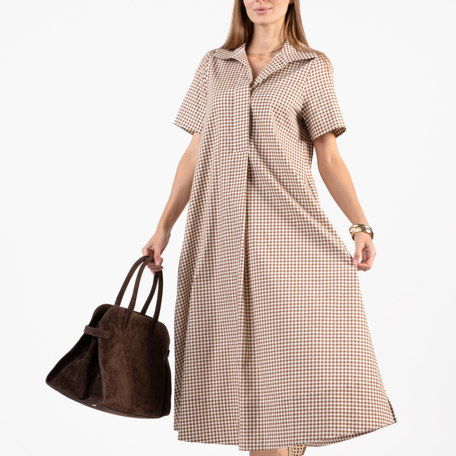 Weekender Caftan Dress - Gingham Tudor Brown-gallery-50552088723744