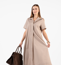 Weekender Caftan Dress - Gingham Tudor Brown