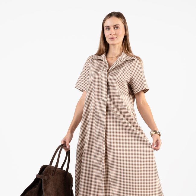 Weekender Caftan Dress - Gingham Tudor Brown-gallery-50552088723744