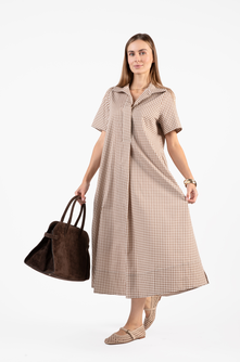 Weekender Caftan Dress - Gingham Tudor Brown