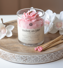 Dessert Candle Sweet as Pie | Magnolia & Peony Scented Candle with wooden wick - 9 oz.