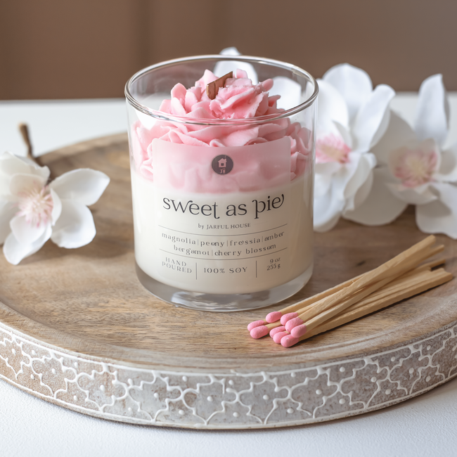 Dessert Candle Sweet as Pie | Magnolia & Peony Scented Candle with wooden wick - 9 oz.-gallery-29182548443206