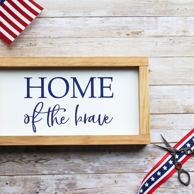 Patriotic Wall Sign Home of The Brave-gallery-5663873597475