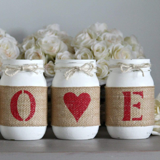 Valentine's Day Decor | Painted Mason Jars LOVE Gift-gallery-23958710983