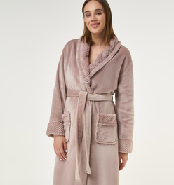 Blush Pink Plush Soft Warm Fleece Womens Robe