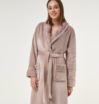 Blush Pink Plush Soft Warm Fleece Womens Robe