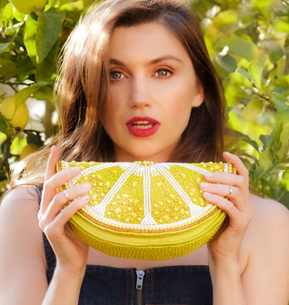 Lemon Law Beaded Crossbody Handbag
