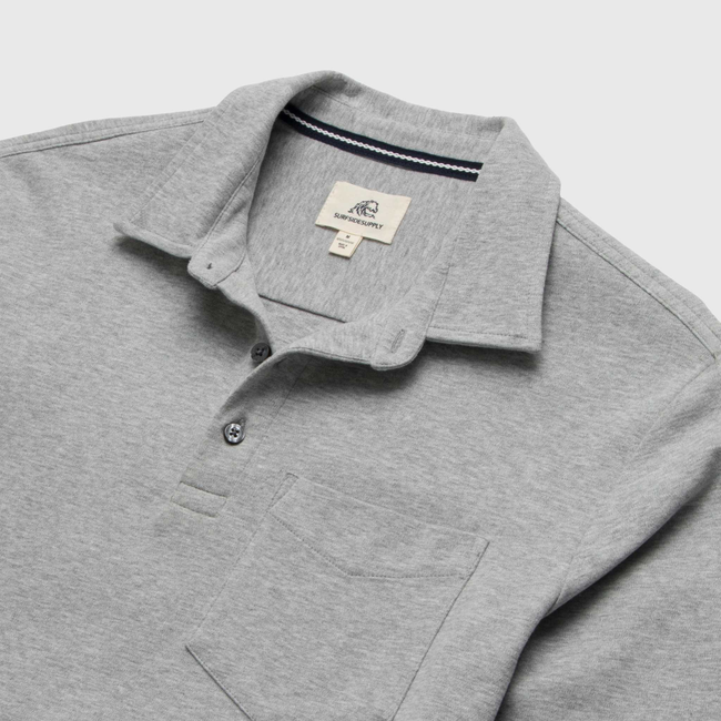 Cary Fleece Polo - Heather Grey-gallery-44013881164034