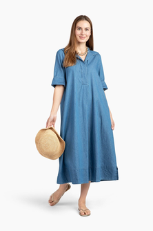 Weekender Belted Caftan - Chambray