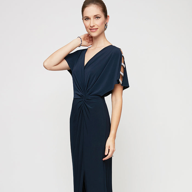 Petite Fiona Embellished Sleeve Jersey Dress-gallery-42510812610816