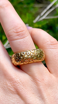 Vintage yellow 18K Chaumet Paris circa 1960s Carrouse wide donut band, size 6.25