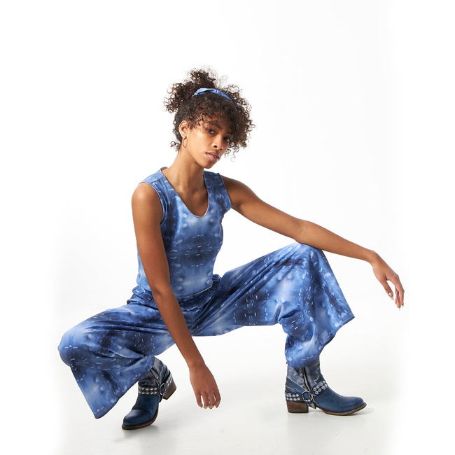 Babs Lightweight Wide Leg Pants - Blue Cloud Print-gallery-45252460085544