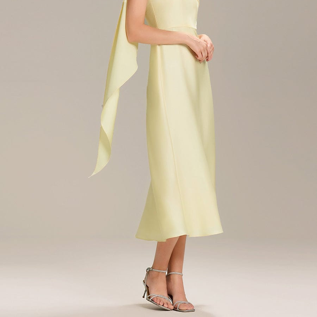 Satin One-Shoulder Midi Wedding Guest Dress-gallery-33683980550218