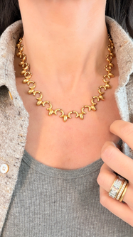 Vintage yellow 18K ornate articulated chain, 17.25 inch