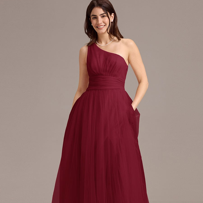 ever ARCADIA|Chic A-Line One-Shoulder Tulle Maxi Bridesmaid Dress-gallery-33342905417802