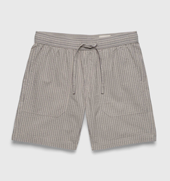 Tyler Crinkle Stripe Drawstring Short - Chinchilla