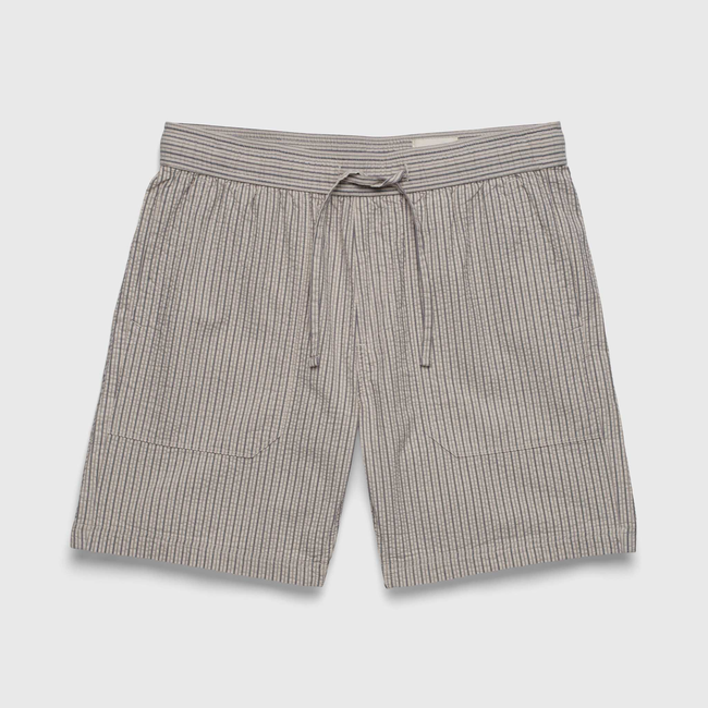 Tyler Crinkle Stripe Drawstring Short - Chinchilla-gallery-47041176469762