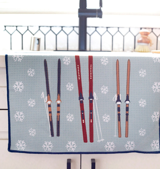 Nordic Ski  blu Kitchen Tea Towel