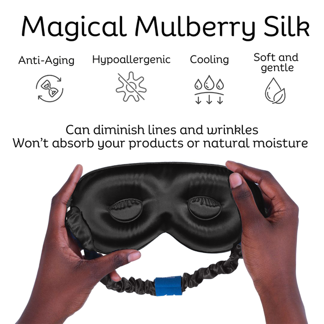 Sia Silk® Sleep Mask with extra deep eye cups for long lashes - Black-gallery-41923883958529