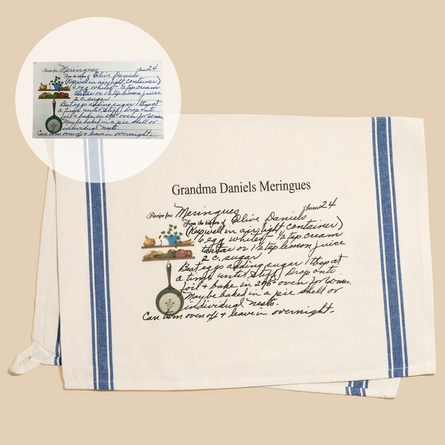 Blue Striped Custom Family Recipe Kitchen Towel-gallery-43696443654367