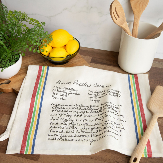 Multi Color Striped Custom Family Recipe Kitchen Towel-gallery-43684962009311